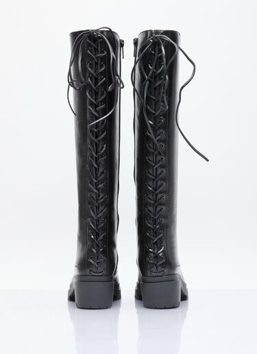 Alexander Wang Terrain Lace-Up Knee-High Boots Black awg0256021