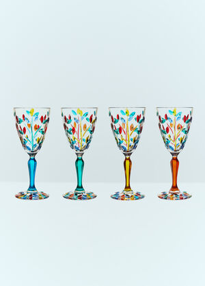 Seletti Set Of Four Floral Floral Glasses Multicolour wps0691129