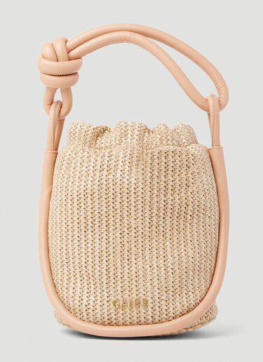 GANNI Small Knot Bucket Handbag Beige gan0253044
