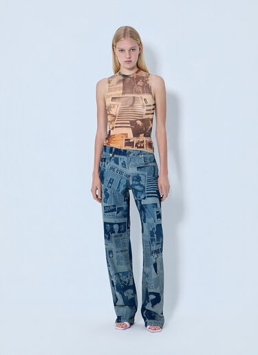 Jean Paul Gaultier Newspaper Print Jeans Blue jpg0264007