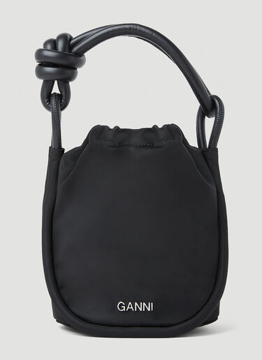 GANNI Small Knot Bucket Handbag Black gan0253043