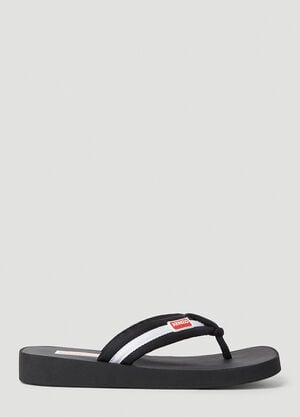 GANNI Logo Patch Flip Flops Black gan0256032