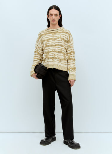 Bottega Veneta Distorted Stripe Knit Sweater Beige bov0156007