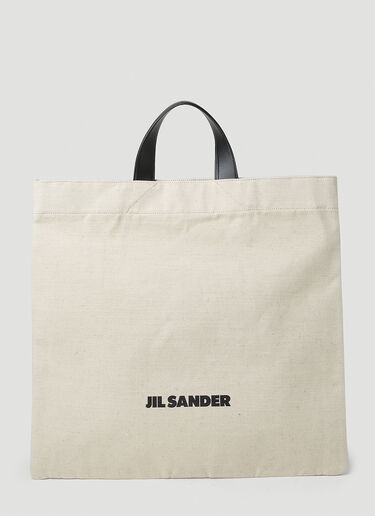 Jil Sander Square Logo Tote Bag White jil0251032