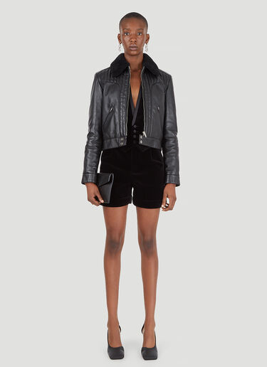 Saint Laurent Shearling Leather Jacket Black sla0245015