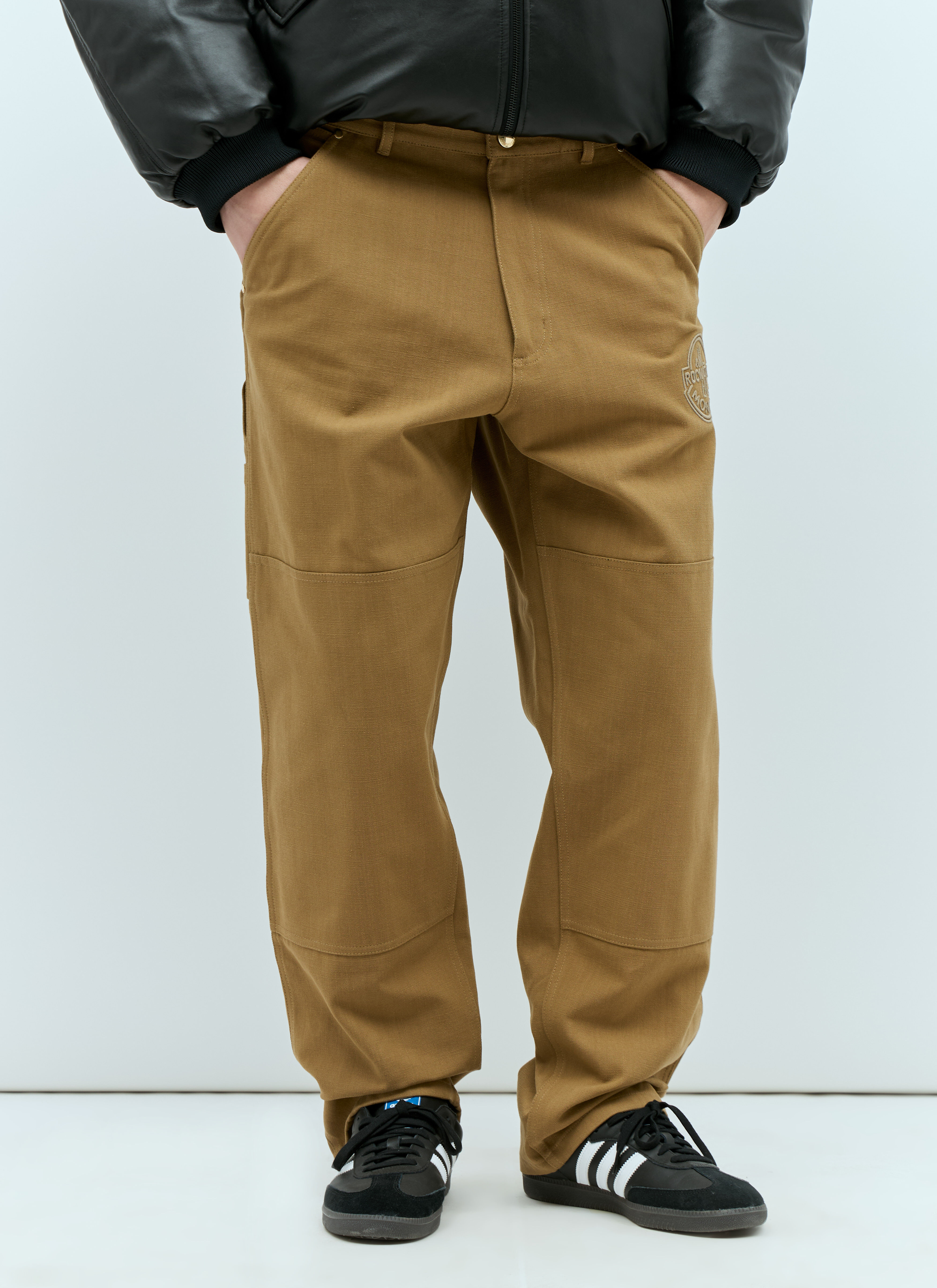 Moncler Knee Panel Canvas Pants Brown mon0156022