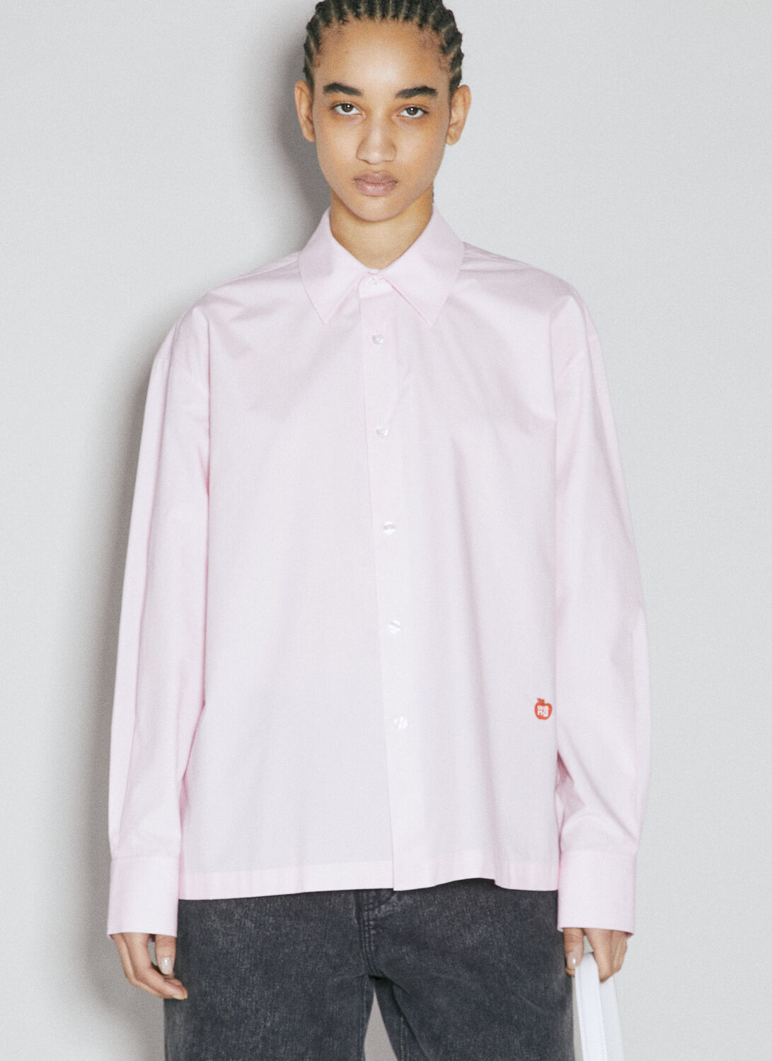 Alexander Wang Button Up Long Sleeve Shirt In Pink
