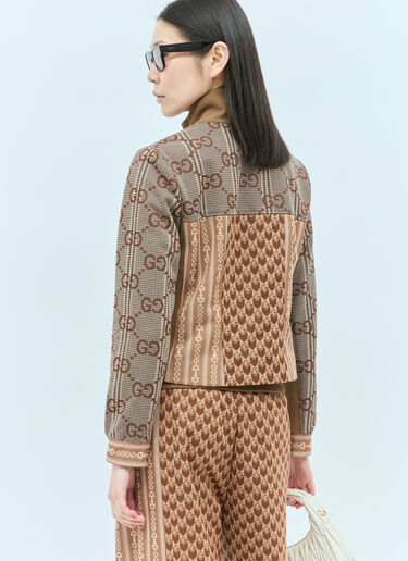 Gucci G 롬부스 저지 자카드 지퍼 재킷 브라운 guc0255017