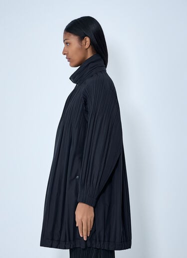 Pleats Please Issey Miyake Pleated High-Neck Coat Black plp0263001