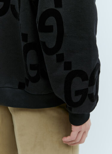 Gucci GG Flocked Print Hooded Sweatshirt Black guc0155048