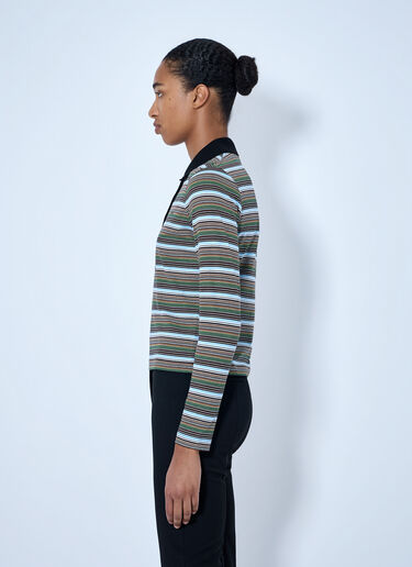 LN-CC® - Marni: Striped Long Sleeve Polo Shirt - Blue Marni Striped Long Sleeve Polo Shirt Blue mni0265009