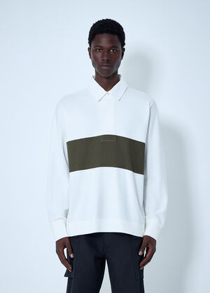 Margaret Howell Panelled Long Sleeve Polo Shirt White mhl0164006