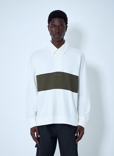 Panelled Long Sleeve Polo Shirt Margaret Howell Panelled Long Sleeve Polo Shirt White mhl0164006