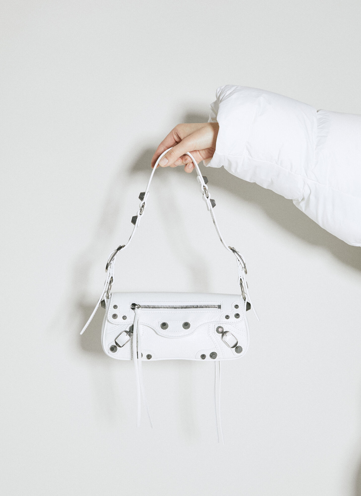 Shop Balenciaga Le Cagole Xs Sling Shoulder Bag In White