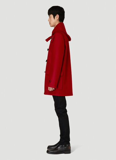 Saint Laurent Leather-Trimmed Wool Coat Red sla0138010