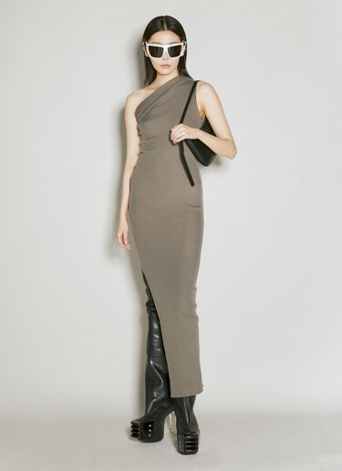 Rick Owens Wool Knit Maxi Dress Grey ric0255007