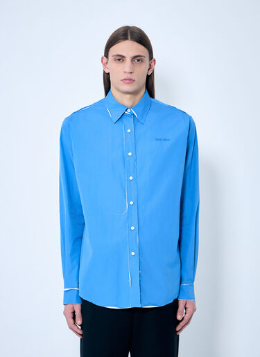 Miu Miu Raw Trims Poplin Shirt Blue miu0359001