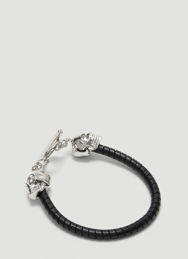 Alexander McQueen Skull Leather Bracelet Silver amq0143040