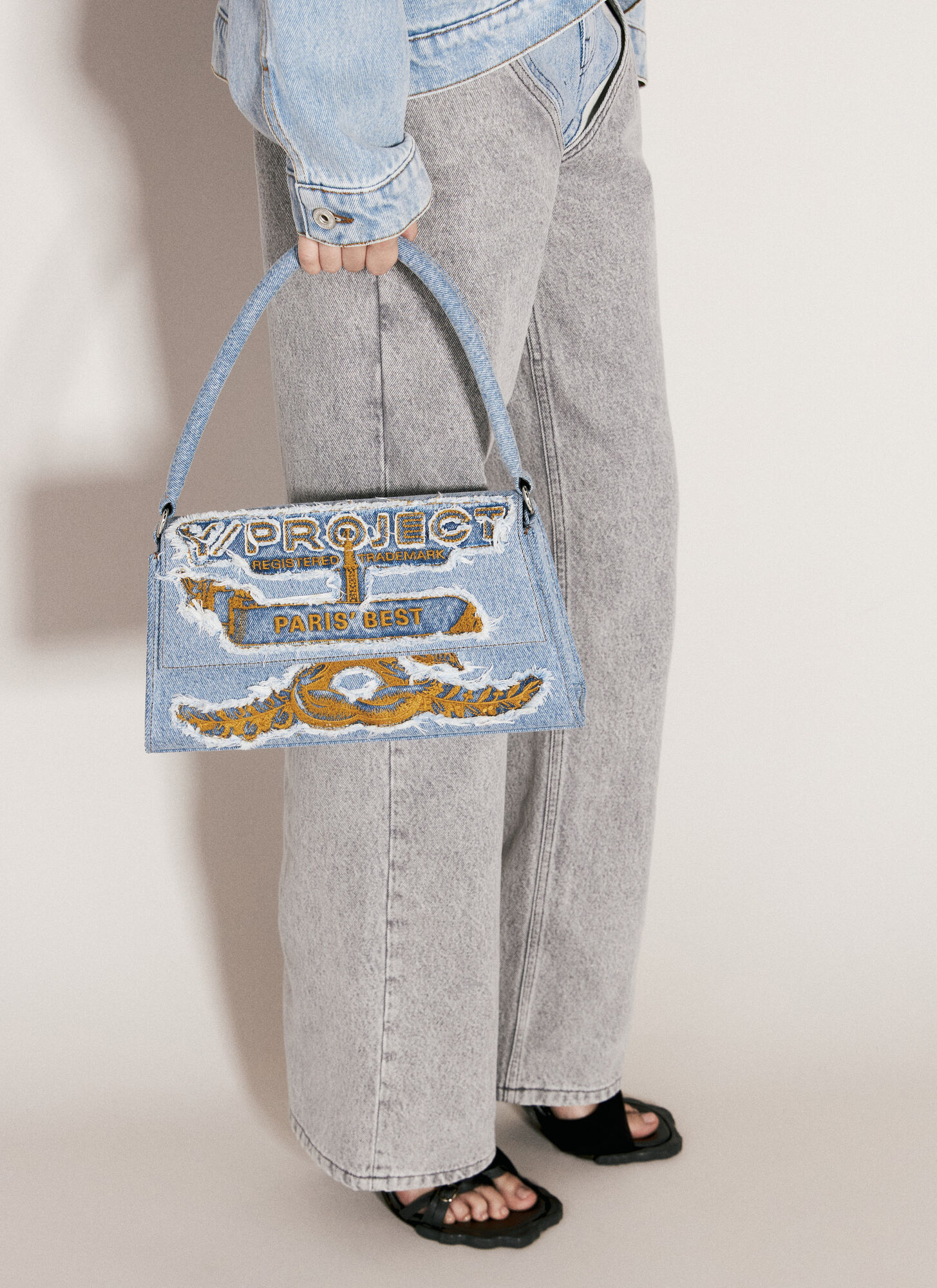 Shop Y/project Paris' Best Denim Shoulder Bag In Blue