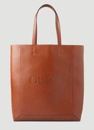 Gucci 徽标压纹托特包 棕色 guc0247227