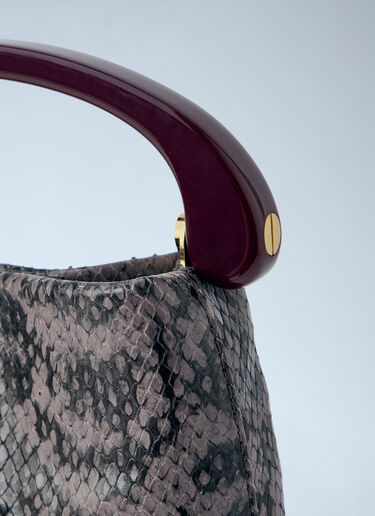Dries Van Noten Snake-Embossed Leather Top Handle Bag Purple dvn0265015
