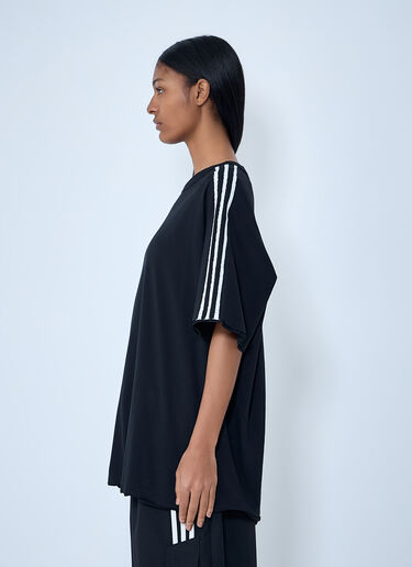 Y-3 Striped Shoulder Cotton T-Shirt Black yyy0364027