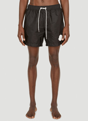 Moncler Logo Patch Swim Shorts Black mon0148014