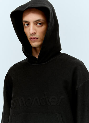 Moncler 볼록한 로고 후드티셔츠 블랙 mon0156012