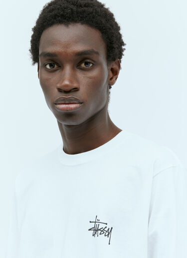 Stüssy 로고 프린트 긴팔 티셔츠 화이트 sts0153036
