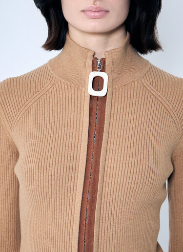 JW Anderson Fitted Zip-Up Cardigan Beige jwa0259007