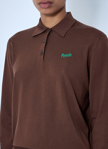 Prada Silk Polo Shirt Brown pra0264006
