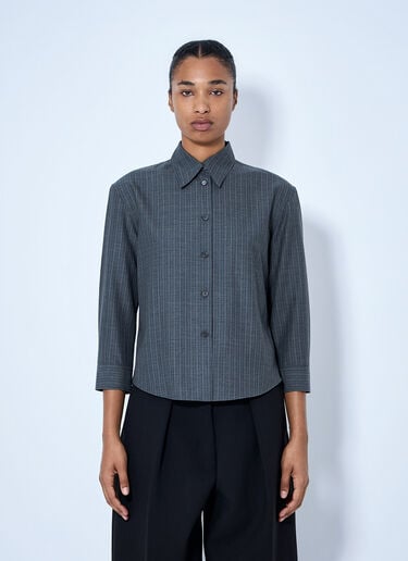 LN-CC® - Jil Sander: Striped Wool Shirt - Grey Jil Sander Striped Wool Shirt Grey jil0265003