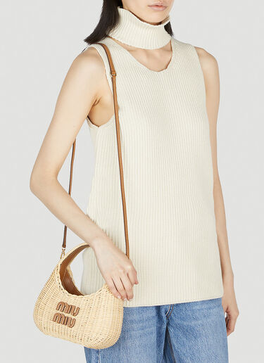 Miu Miu Wander Wicker Handbag Cream miu0252037