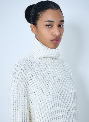 TOTEME Waffle Knit Turtleneck Sweater White tot0264024