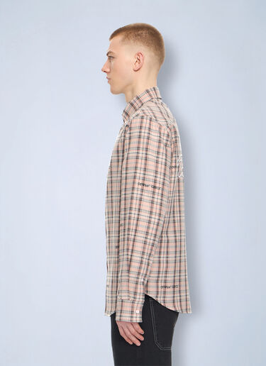 LN-CC® - Off-White: Marker Check Flannel Shirt - Brown Off-White Marker Check Flannel Shirt Brown ofw0164137