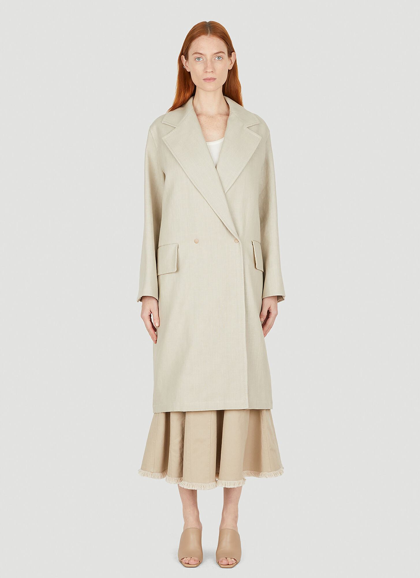 Shop Max Mara Mescal Double Breasted Coat In Beige