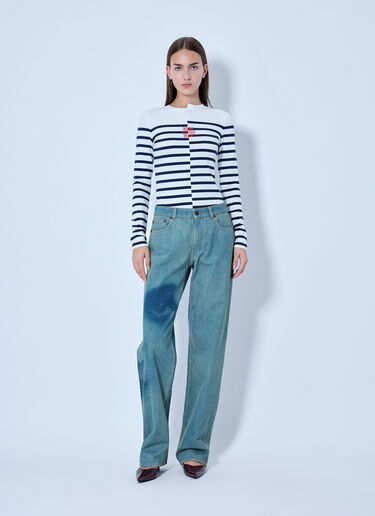 LN-CC® - Jean Paul Gaultier: Striped Crewneck Long-Sleeve Top - White Jean Paul Gaultier Striped Crewneck Long-Sleeve Top White jpg0266011