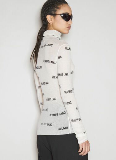 Helmut Lang Logo Print High Neck Sweater White hlm0254003