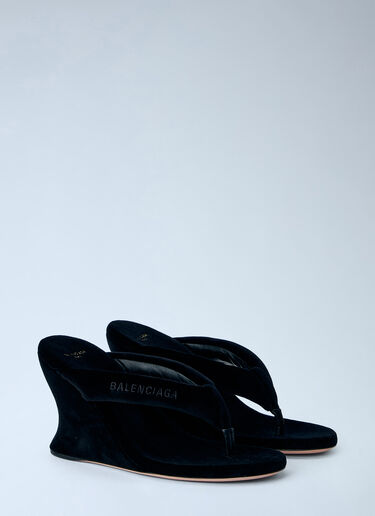 LN-CC® - Balenciaga: Gaeta Wedge Thong Sandals - Black Balenciaga Gaeta Wedge Thong Sandals Black bal0265042