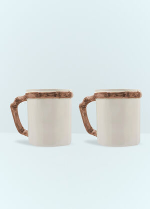 Les-Ottomans Set Of Two Bamboo Mugs White wps0691391