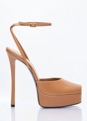 Saint Laurent La Scandale 防水台凉鞋 棕色 sla0258004