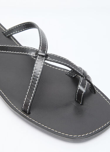 The Row Link Leather Sandals Black row0256034