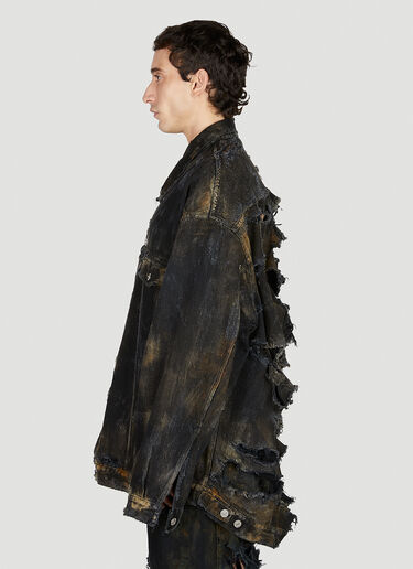 Balenciaga Destroyed Denim Jacket Black bal0152041