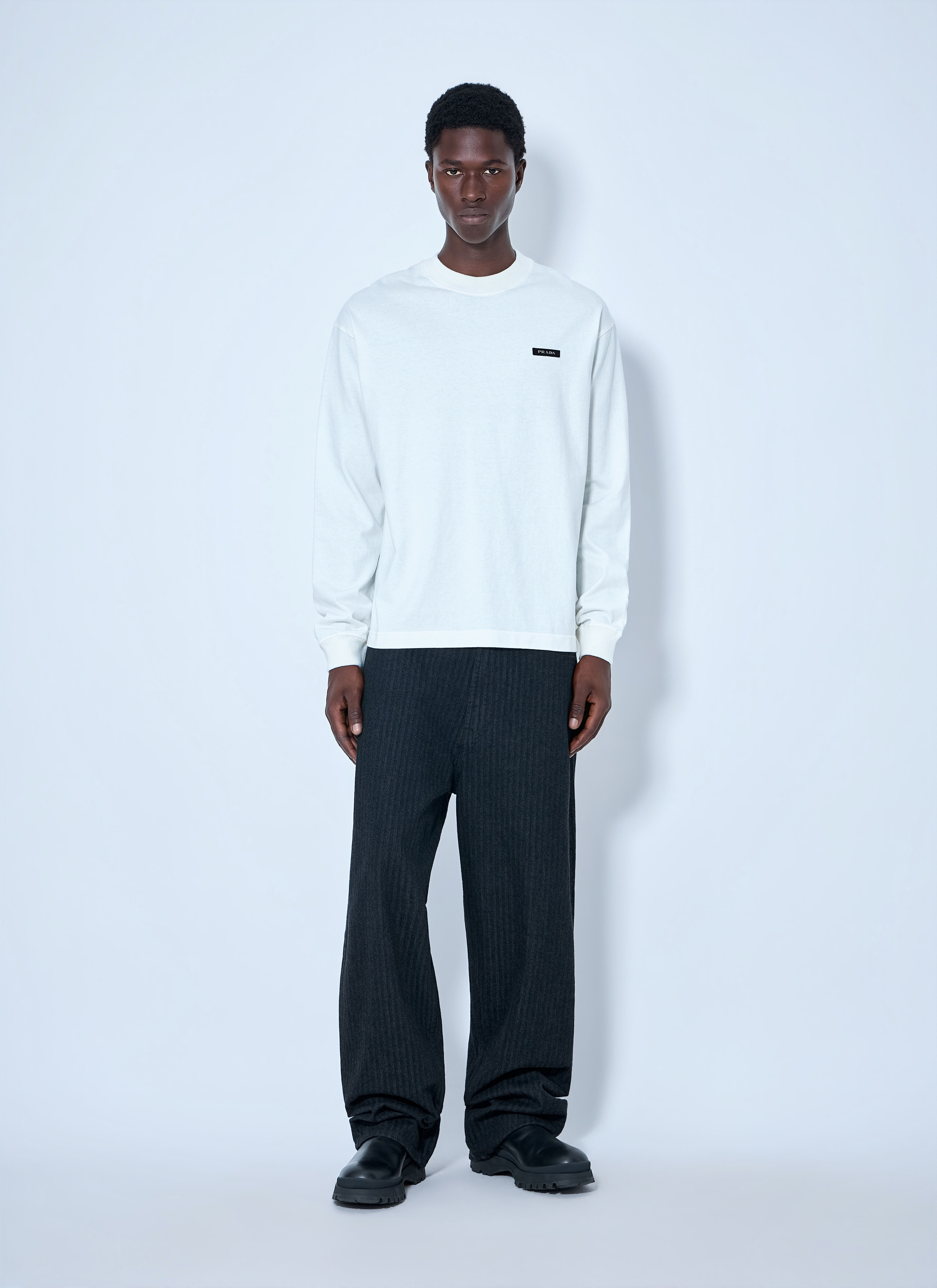 Prada Men's' Long Sleeve Logo Sweatshirt in White | LN-CC®