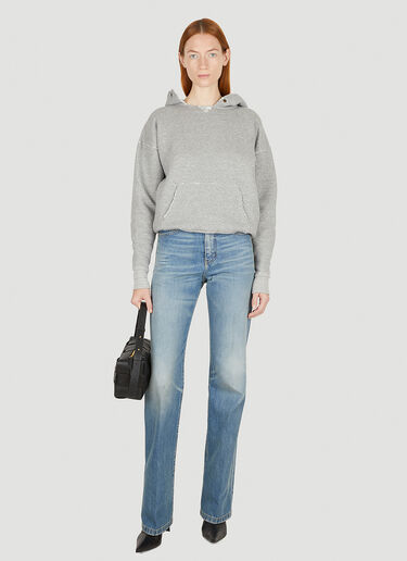 Saint Laurent Distressed Hooded Sweatshirt Grey sla0249009