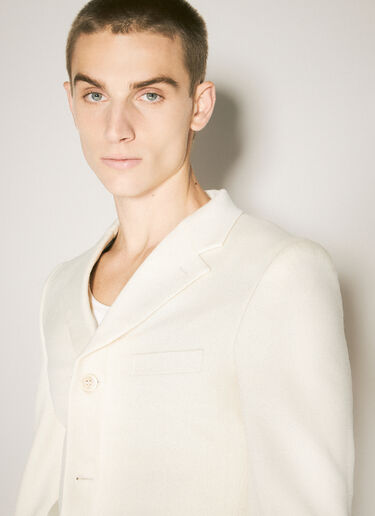 Comme des Garçons Homme Plus Single-Breasted Wool-Blend Blazer Cream hpl0158004