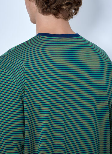 LN-CC® - Miu Miu: Striped Long Sleeve T-Shirt - Green Miu Miu Striped Long Sleeve T-Shirt Green miu0366013