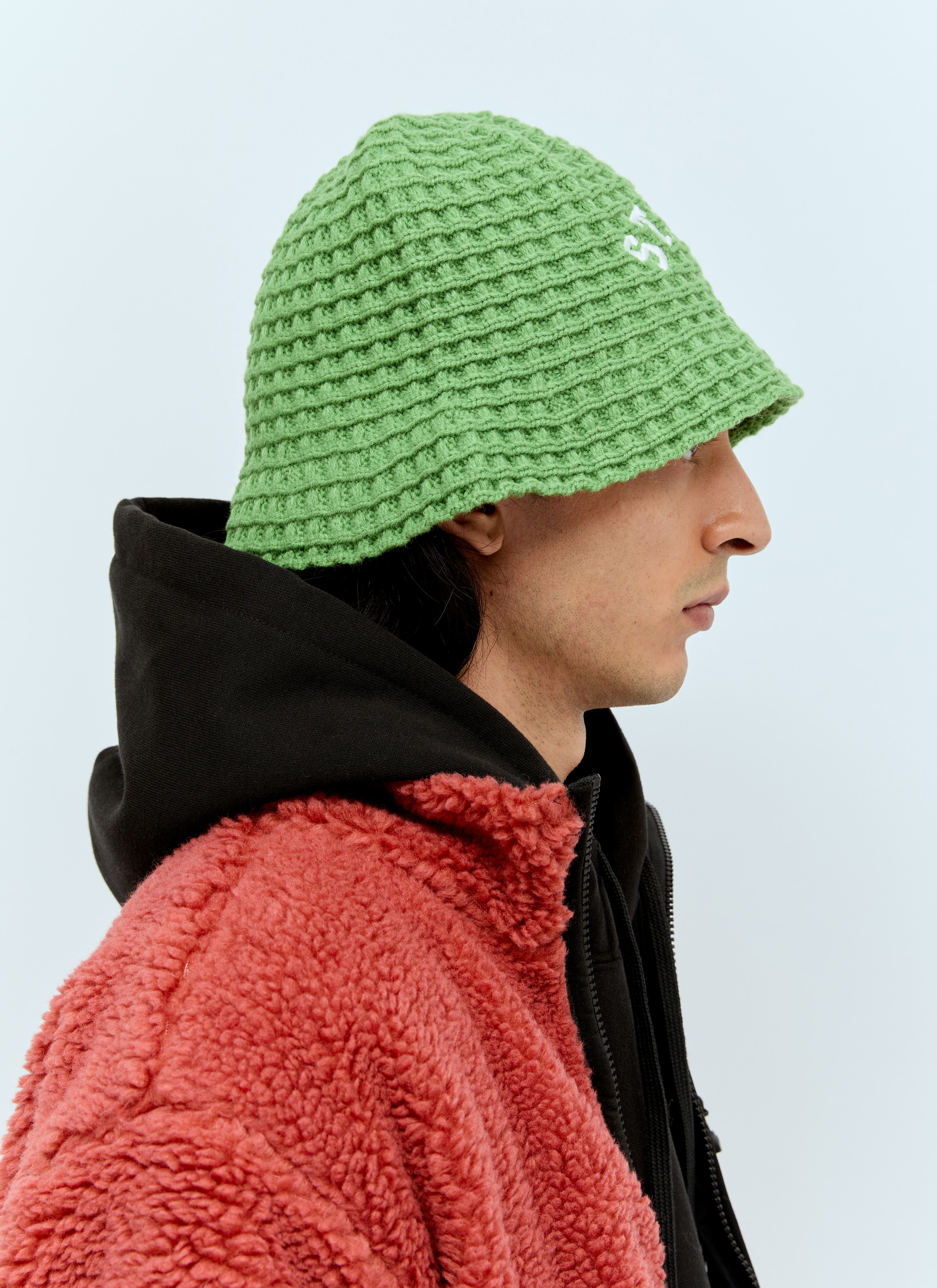 Stüssy Men's' Waffle Knit Bucket Hat in Green | LN-CC®