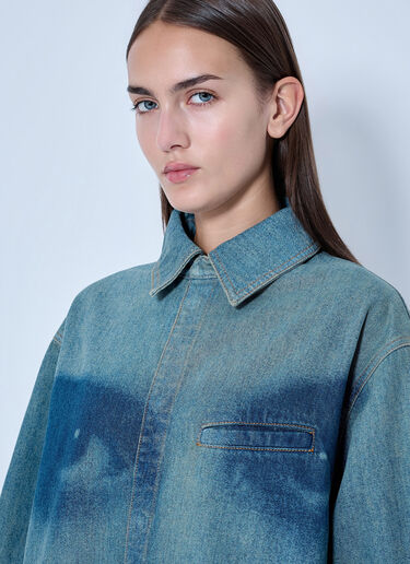 LN-CC® - Jean Paul Gaultier: Face Print Oversized Denim Shirt - Blue Jean Paul Gaultier Face Print Oversized Denim Shirt Blue jpg0266007