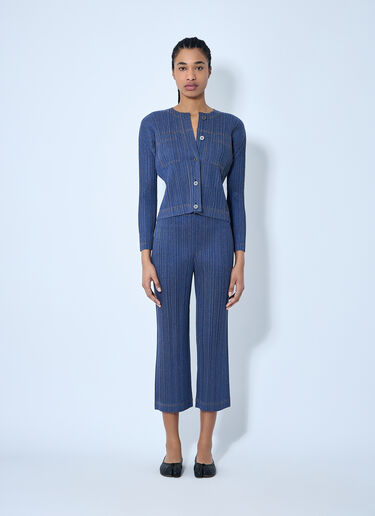 Pleats Please Issey Miyake Pleated Button-Down Top Blue plp0260012
